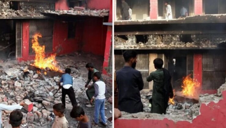 Doğu Pakistan’da Kur’an-ı Kerim’e hakaret edilmesine sinirlenen bir grup, kiliseleri yaktı, Hristiyanların evlerini ateşe verdi