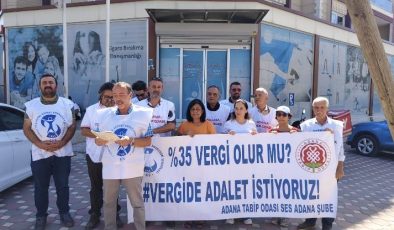 Adana Tabip Odası ve SES Adana Şube Ortak Eylemi: Sağlık Çalışanları 29 Haftadır Vergide Adalet İstiyor!