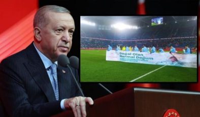 Erdoğan skandal pankartı savundu: ‘Bizim için beka meselesidir’