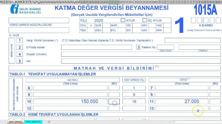 KDV Beyannamesinin düzenlenmesi